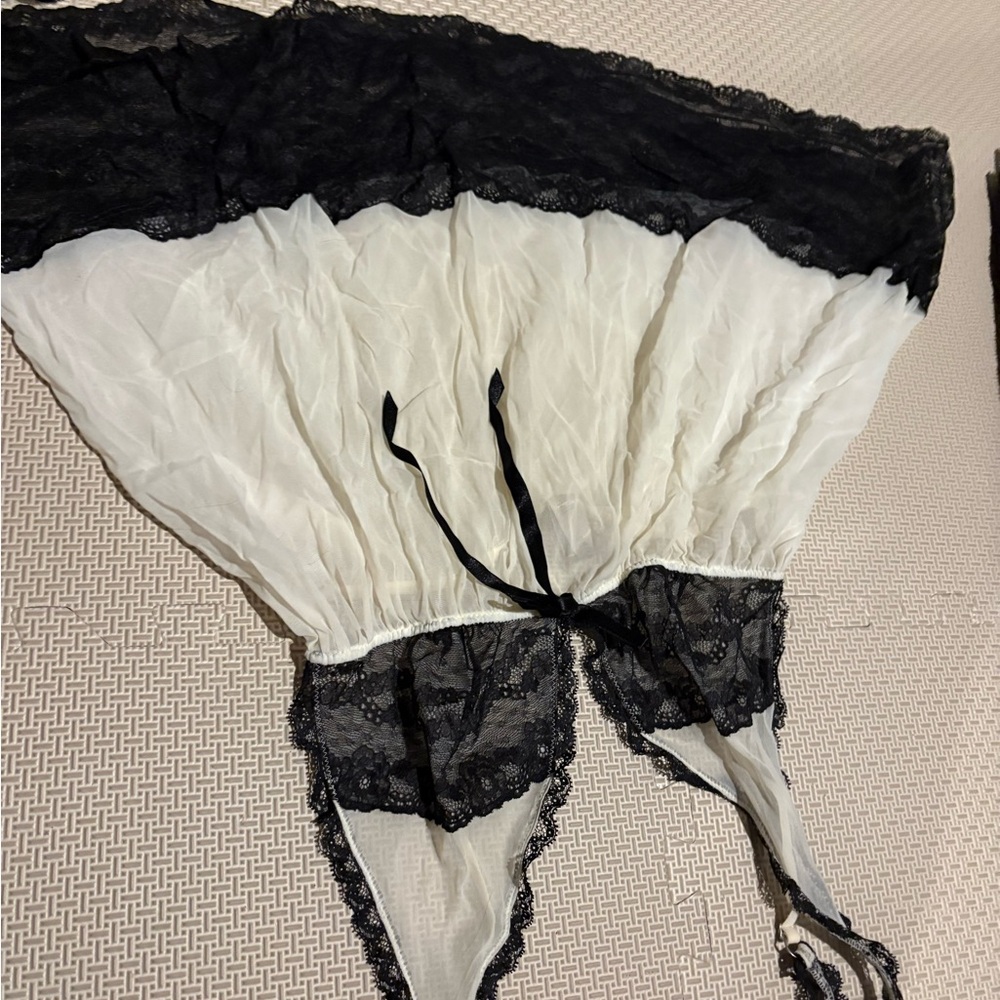 Victoria's Secret Black and White Lace Chemise